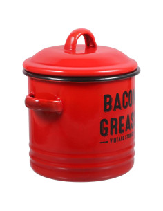 Contenedor de Grasa de Tocino UPKOCH 600ml Rojo Vintage