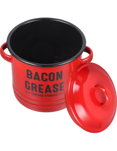 Contenedor de Grasa de Tocino UPKOCH 600ml Rojo Vintage
