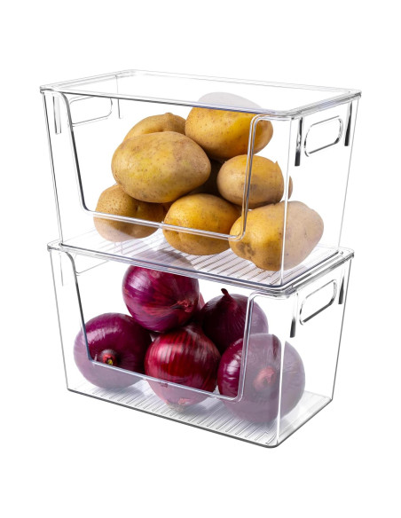 Paquete de 2 Contenedores de Almacenamiento Apilables Tiawudi 30.5x17.8 cm Paquete de 2 Contenedores de Almacenamiento Apilables Tiawudi 30.5x17.8 cm
