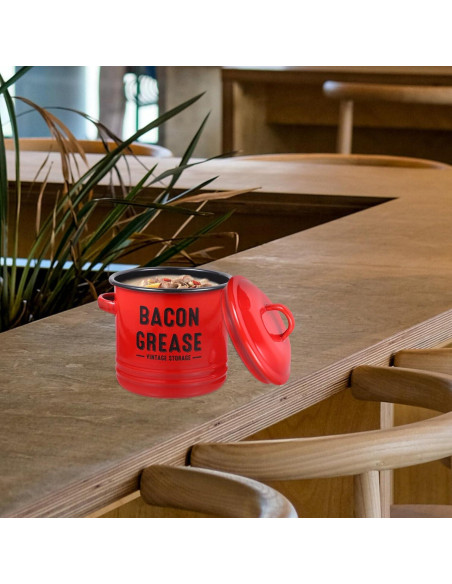 Contenedor de Grasa de Tocino UPKOCH 600ml Rojo Vintage Contenedor de Grasa de Tocino UPKOCH 600ml Rojo Vintage
