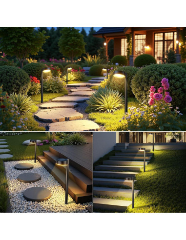 Luces Solares para Senderos Ahaorigin, Paquete de 2, 12 LED, IP65