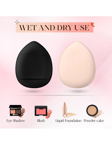 72 Esponjas de Maquillaje Mini Gerrii - Puff de Polvo Negro