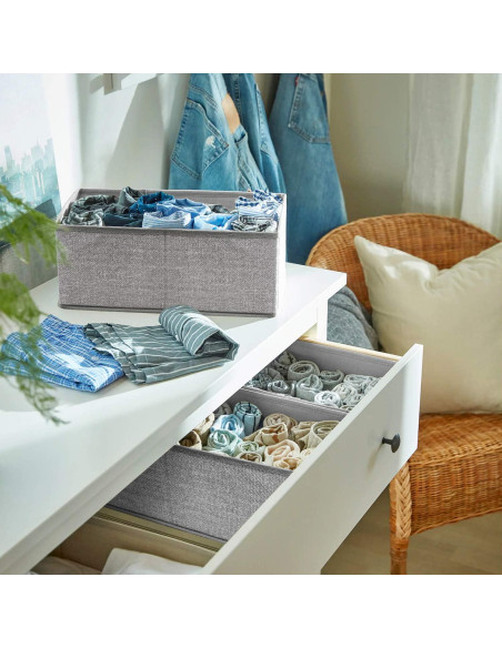 Organizador de Cajones Plegable Criusia - 6 Bins Gris Organizador de Cajones Plegable Criusia - 6 Bins Gris