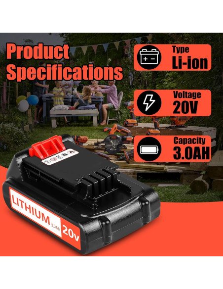Batería de 20V 3.0Ah Black+Decker - Reemplazo Compatible Batería de 20V 3.0Ah Black+Decker - Reemplazo Compatible