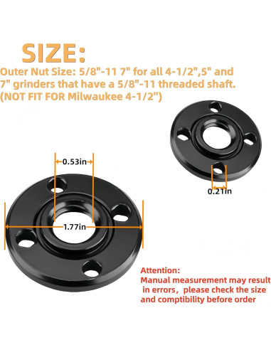 4 Tuercas de Amoladora Angular HHLZDHH N134467 5/8"-11