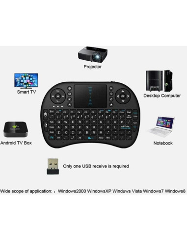 Mini Teclado Inalámbrico TV xStream 2.4GHz con Touchpad