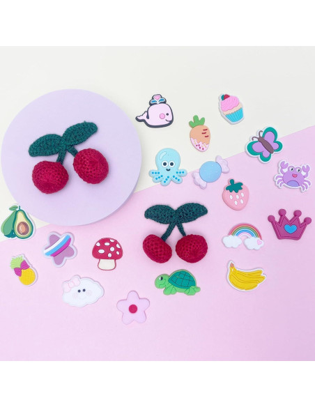 Encantos de Zapato Arrebolli Cereza de Tela 20 Piezas PVC