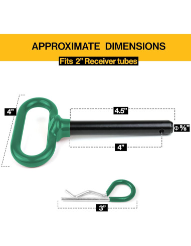 Pasador de Enganche Wellmax 5/8" x 11.4 cm con 4 Clips R Verde
