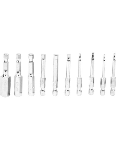 Juego de 10 Puntas de Destornillador Magnéticas Acero S2 1.5-12mm