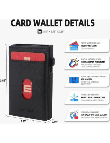 Billetera RFID Slim Sovirose para Hombres - Cuero Negro, 7 Tarjetas