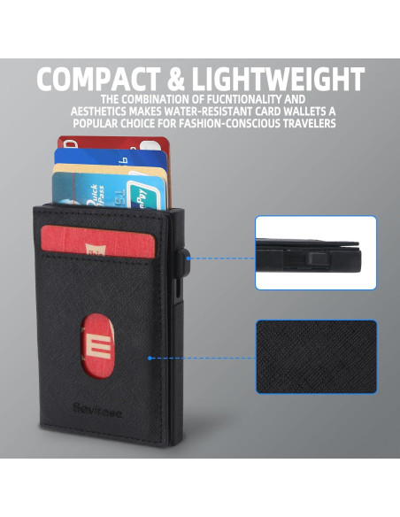 Billetera RFID Slim Sovirose para Hombres - Cuero Negro, 7 Tarjetas Billetera RFID Slim Sovirose para Hombres - Cuero Negro, 7 Tarjetas