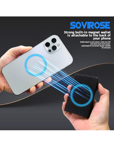 Billetera RFID Slim Sovirose para Hombres - Cuero Negro, 7 Tarjetas