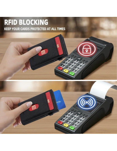 Billetera RFID Slim Sovirose para Hombres - Cuero Negro, 7 Tarjetas