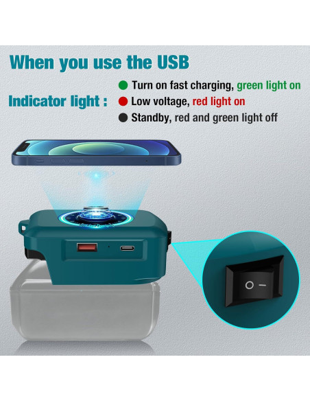 Adaptador Cargador Inalámbrico Rápido Fybemax para Makita 18V Adaptador Cargador Inalámbrico Rápido Fybemax para Makita 18V
