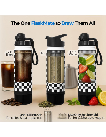 Botella de Infusión FlaskMate 18oz - Acero Inoxidable Aislada Botella de Infusión FlaskMate 18oz - Acero Inoxidable Aislada