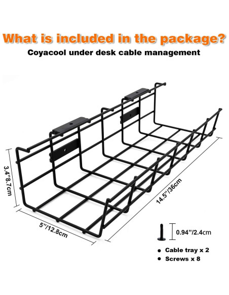 Organizador de Cables Coyacool Negro - Paquete de 2, 36.8x12.7cm Organizador de Cables Coyacool Negro - Paquete de 2, 36.8x12.7cm
