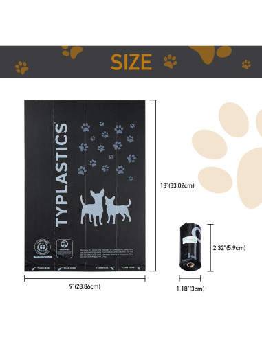 Bolsas de Desechos para Perros Typlastics 360 Unidades Sin Fragancia