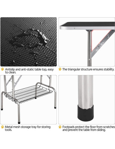 Mesa de Aseo Plegable Enweichang para Perros 91cm Negra