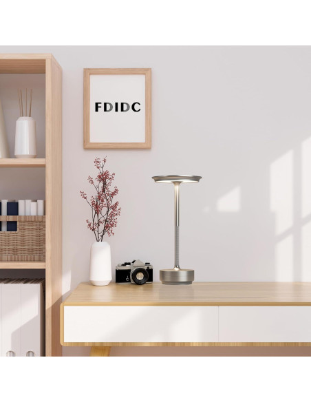 Lámpara de Mesa Inalámbrica FDIDC T106A Plata 5000mAh LED Lámpara de Mesa Inalámbrica FDIDC T106A Plata 5000mAh LED