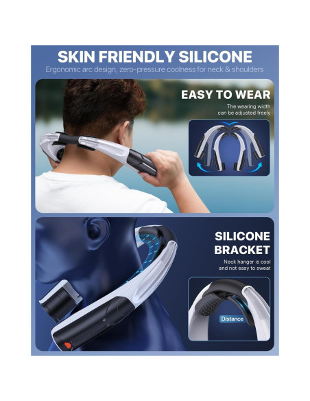 Ventilador de Cuello AaoLin Q4 Negro, Portátil 6000mAh 6 Velocidades Ventilador de Cuello AaoLin Q4 Negro, Portátil 6000mAh 6 Velocidades