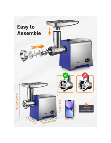Picadora de Carne Eléctrica KEENSTAR 450W Acero Inoxidable