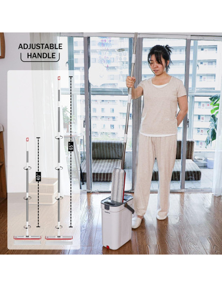 Juego de trapeador y cubo HoMettler con 4 almohadillas de microfibra Juego de trapeador y cubo HoMettler con 4 almohadillas de microfibra