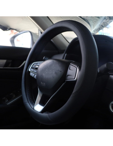 Funda de Volante SZYUCHEN para Toyota 14.5-15 Pulgadas Cuero Negro