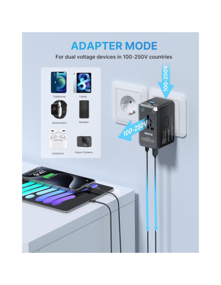 Convertidor de Voltaje 220V a 110V VINTAR 2000W con 4 USB Convertidor de Voltaje 220V a 110V VINTAR 2000W con 4 USB