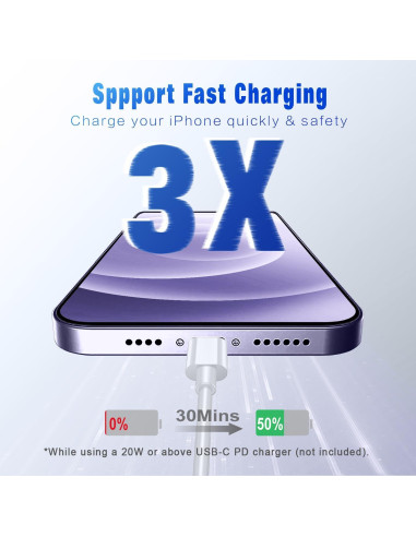 Cable USB C a Lightning APFEN 1.83m 2Pack Cargador Rápido