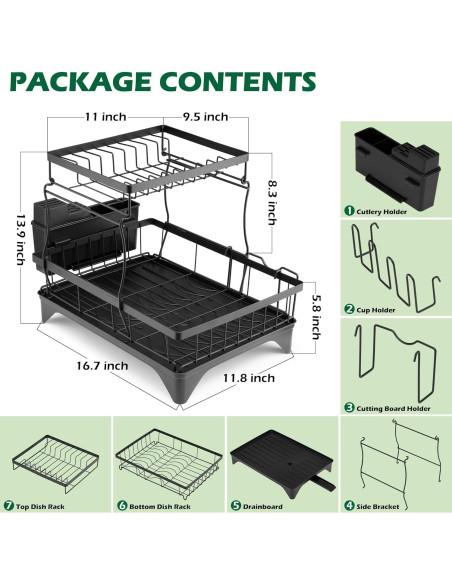 Estante para Secar Platos E-far 2 Niveles Organizador Metal 42.4x30x35.3cm Estante para Secar Platos E-far 2 Niveles Organizador Metal 42.4x30x35.3cm