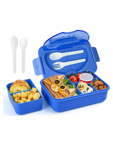 Caja Bento Almuerzo Lunbxx 5 Compartimentos Azul 1350ML
