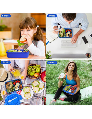 Caja Bento Almuerzo Lunbxx 5 Compartimentos Azul 1350ML