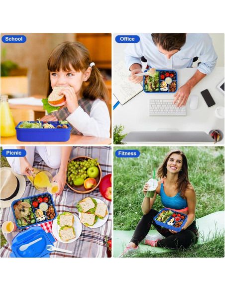 Caja Bento Almuerzo Lunbxx 5 Compartimentos Azul 1350ML Caja Bento Almuerzo Lunbxx 5 Compartimentos Azul 1350ML
