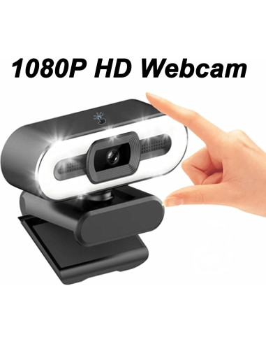 Cámara Web 1080P XUMIUZIY con Micrófono y Luz Ajustable