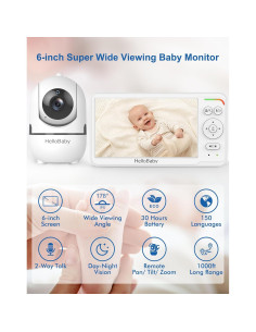 Monitor para Bebés HelloBaby HB6560 Pantalla 6" Infrarrojo 2