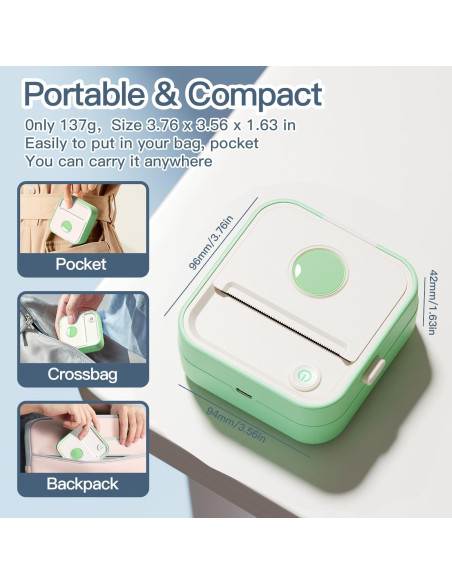 Impresora de Etiquetas DOLEWA D5 Mini Bluetooth Verde 7 Rollos Impresora de Etiquetas DOLEWA D5 Mini Bluetooth Verde 7 Rollos