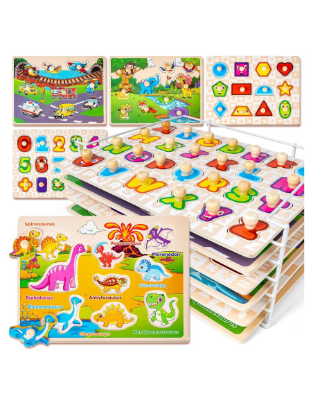 Rompecabezas de Madera SYNARRY 6 Piezas Educativos 1-3 Años Rompecabezas de Madera SYNARRY 6 Piezas Educativos 1-3 Años