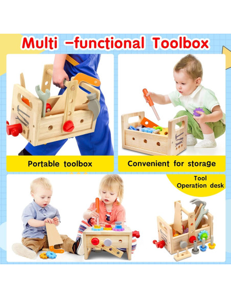 Juego de Herramientas de Madera 29 PZS Montessori para Niños Juego de Herramientas de Madera 29 PZS Montessori para Niños