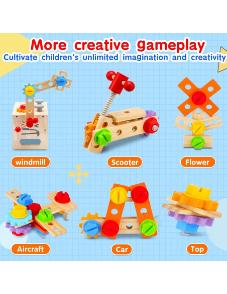 Juego de Herramientas de Madera 29 PZS Montessori para Niños Juego de Herramientas de Madera 29 PZS Montessori para Niños