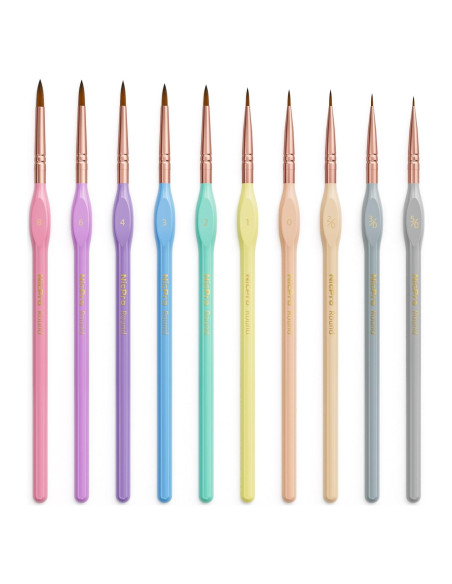 Juego de 10 Pinceles Detalle Nicpro, Mango Ergonómico Juego de 10 Pinceles Detalle Nicpro, Mango Ergonómico
