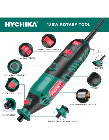 Herramienta Rotativa HYCHIKA 180W con Eje Flexible y 174 Accesorios Herramienta Rotativa HYCHIKA 180W con Eje Flexible y 174 Accesorios