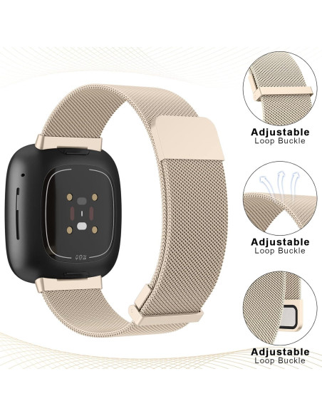 Banda de Metal Vanjua para Fitbit Versa 4 y Sense 2 - Oro Champán Banda de Metal Vanjua para Fitbit Versa 4 y Sense 2 - Oro Champán
