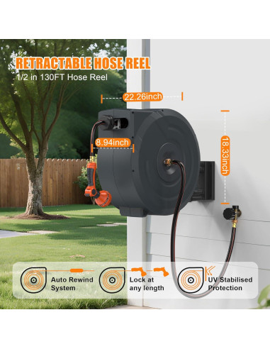 Carrete de Manguera de Jardín Retráctil NEOTEC 1/2" 12m