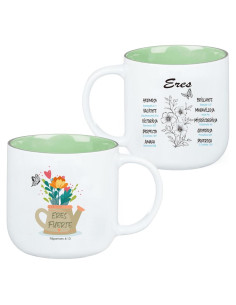 Taza Cerámica Cristiana Magictodoor Floral Verde Salvia 368g