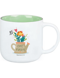 Taza Cerámica Cristiana Magictodoor Floral Verde Salvia 368g 2