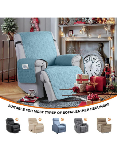 Funda de Sillón Reclinable VANSOFY 100% Impermeable 55cm Azul