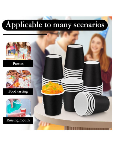 Paquete de 50 tazas de papel desechables Giwrmu 90 ml negras