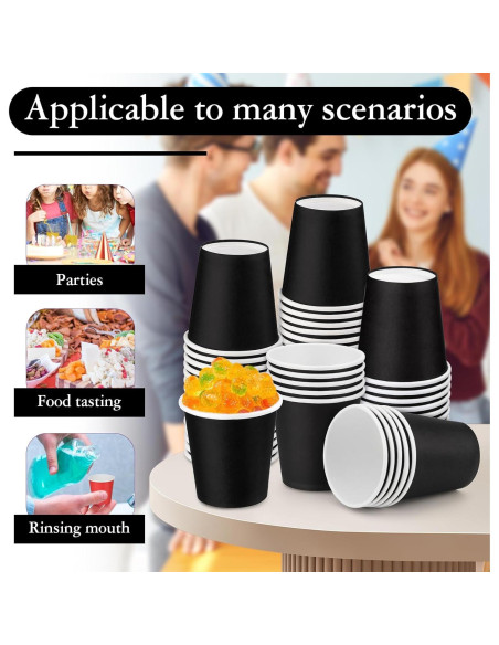 Paquete de 50 tazas de papel desechables Giwrmu 90 ml negras Paquete de 50 tazas de papel desechables Giwrmu 90 ml negras
