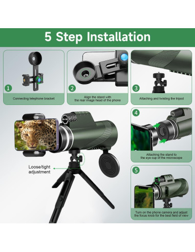 Monocular Telescopio 80x100 ASxmhGo Verde Alta Definición