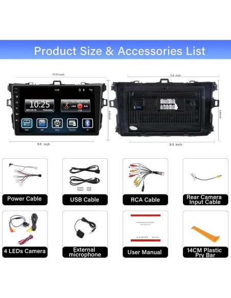 Radio Estéreo para Toyota Corolla 2007-2013 con Carplay y Android Auto Radio Estéreo para Toyota Corolla 2007-2013 con Carplay y Android Auto